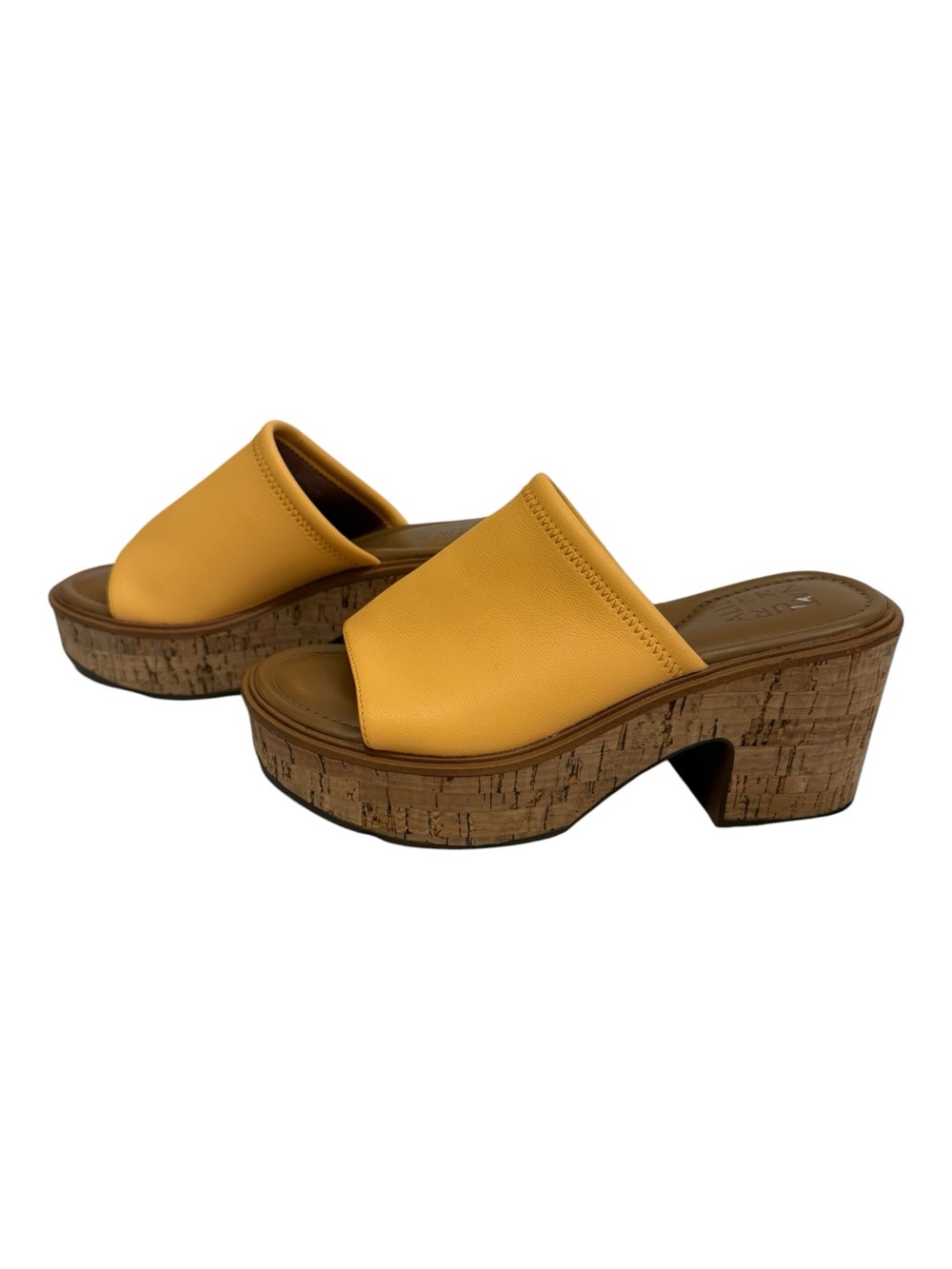 Naturalizer Cassie Yellow Cork Platform Slide Sandals Women’s Size 6.5